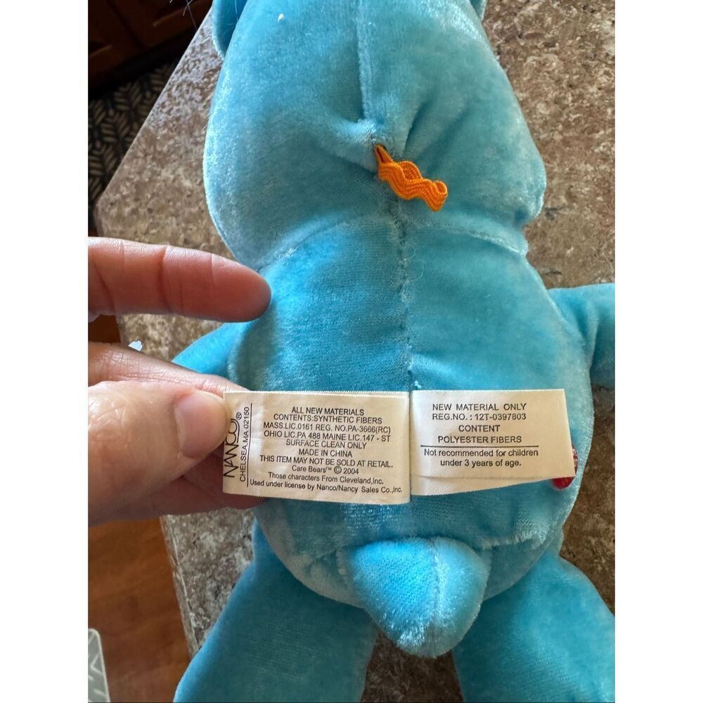 Vintage 2004 Care Bears Champion Bear Plush Blue Trophy Belly Nanco Licensed - Picture 3 of 5